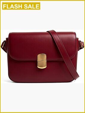 Vegan Leather Crossbody Bag with Flap Closure Adjustable Strap Small Handbag
